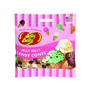 Jelly Belly Candy Cones Orange Sherbet, French Vanilla, Strawberry, Mint Chip, and Chocolate